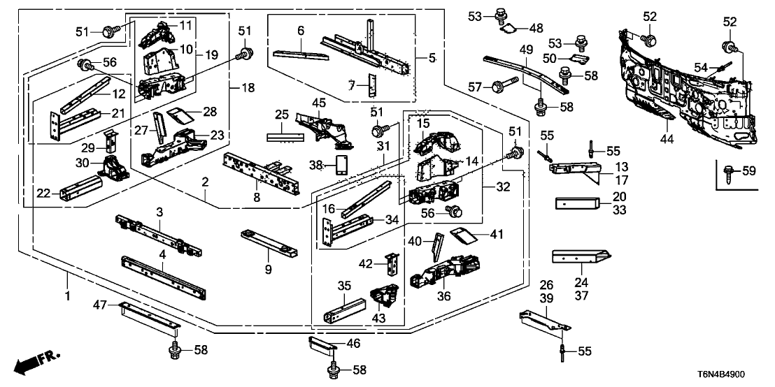 Acura 60934-T6N-A00ZZ Frame, Left Front Side (Lower) (Inside)