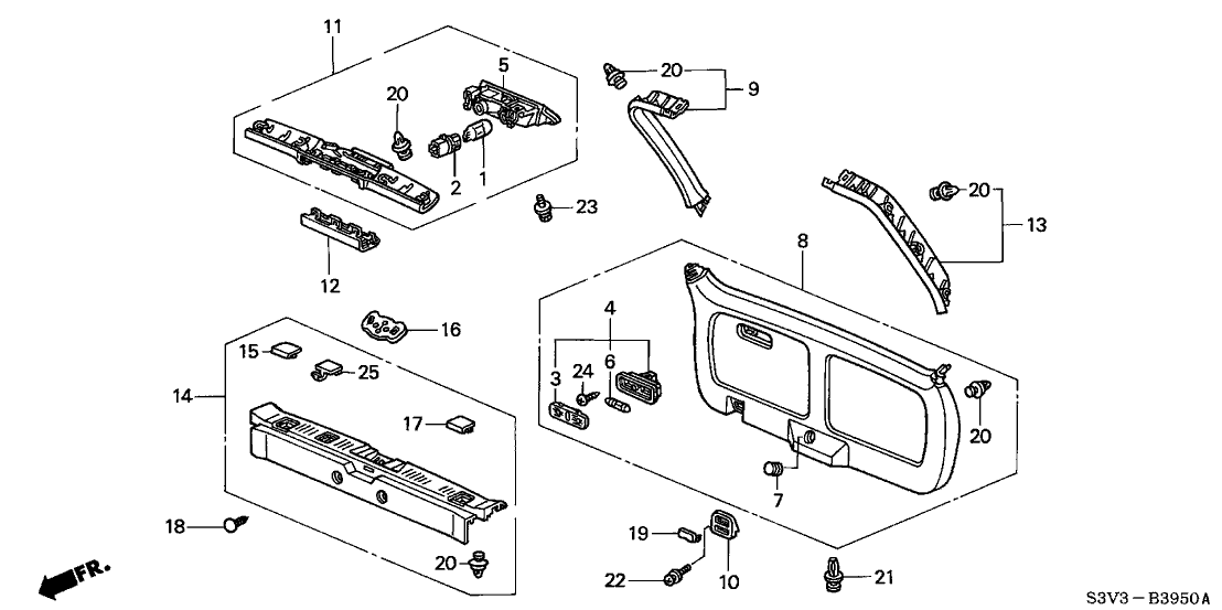 Acura 91561-S84-A21ZG Clip, Rear Panel (Moon Lake Gray)