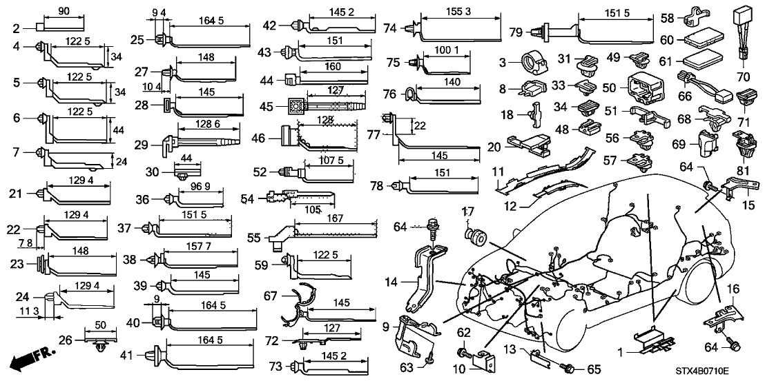 Acura 91577-STX-A01 Clip, Wire Harness (122.5Mm) (Offset) (Seal) (Blue)