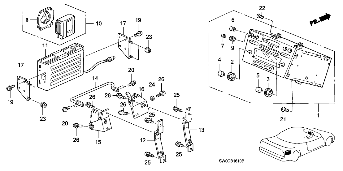 Acura 39185-SL0-000 Bracket Assembly, Driver Side Cd Changer