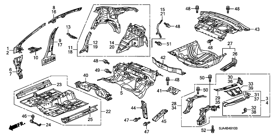 Acura 64700-SJA-335ZZ Panel Set, Left Rear Inside