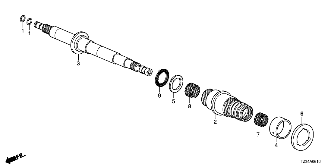 Acura 23230-50P-000 Shaft, Secondary (Inner)