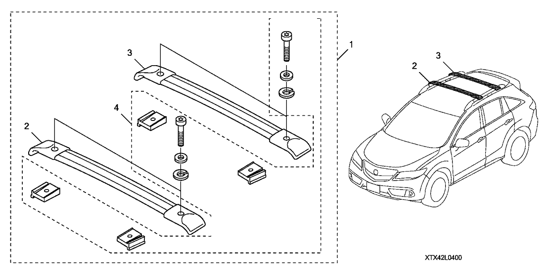 Acura 08L04-TX4-20002 Rear Cross Bar Assembly