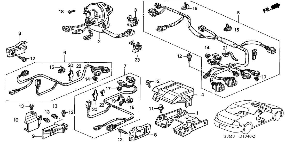 Acura 77961-S3M-A70 Wire Harness, SRS Main