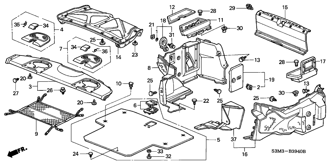 Acura 84651-S3M-A00ZA Garnish, Driver Side Trunk Side (Gray Eleven)