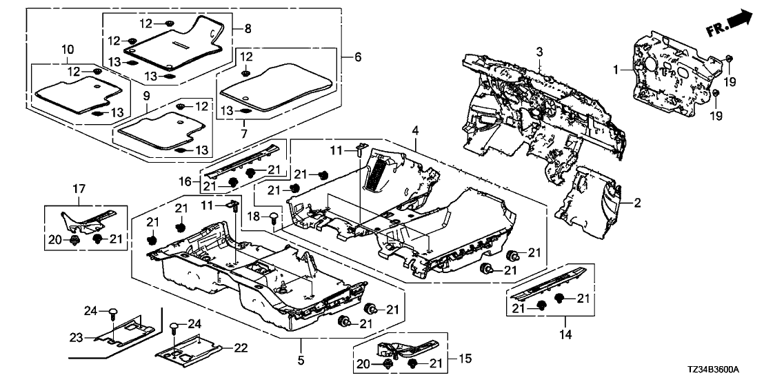 Acura 83303-TZ3-A00 Insert, Rear Floor