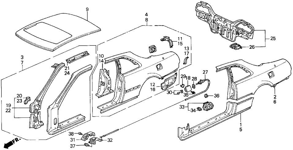 Acura 64211-SP1-300ZZ Rail, Passenger Side Roof Side