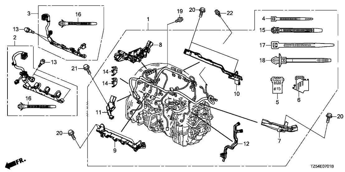 Acura 32129-5J6-A70 Holder, Engine Harness Transmission