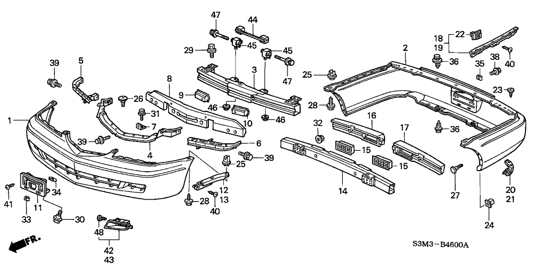 Acura 71598-S3M-A00 Clip, Rear Bumper Spacer