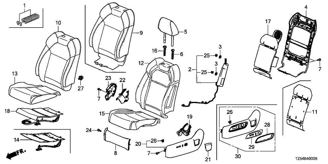 Acura 81521-TZ5-C22ZB Left Front Seat Back Cover (Light Jewel Gray) (Leather)