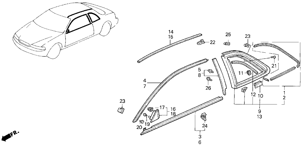 Acura 72450-SP1-003 Molding Assembly, Left Front Door