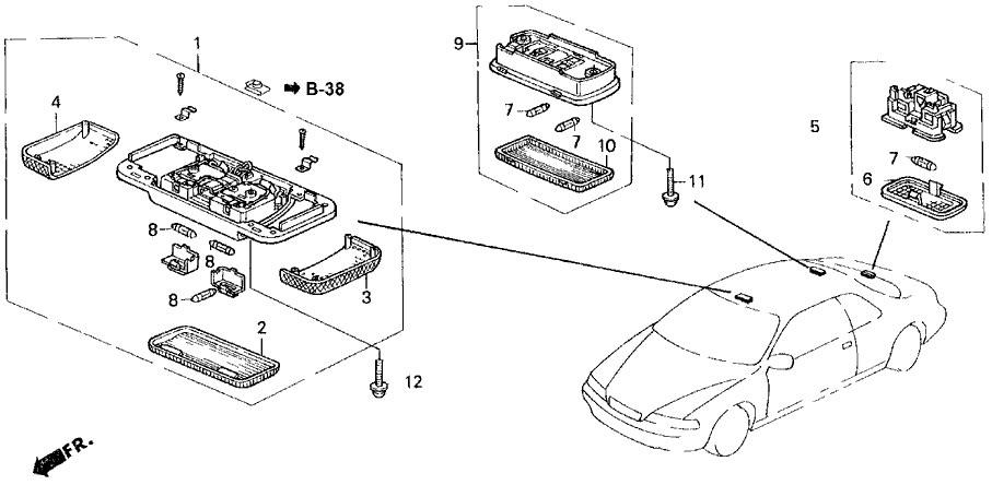 Acura 34500-SP1-003ZC Light Assembly, Rear Interior (Coast Sand)