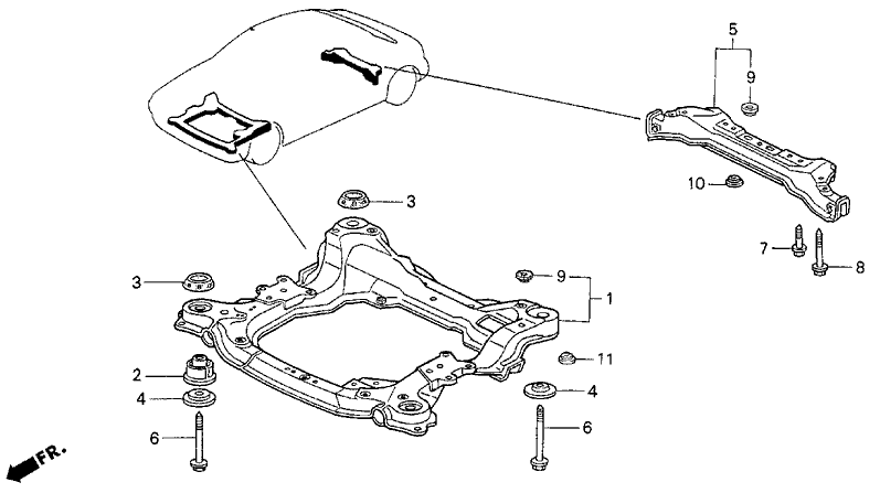 Acura 50230-SL5-000 Insulator A, Sub-Frame Mounting