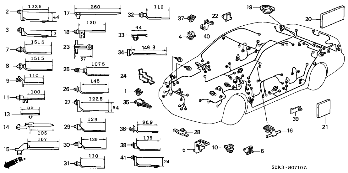 Acura 91507-S0K-A01 Clip, Wire Harness (Seal)