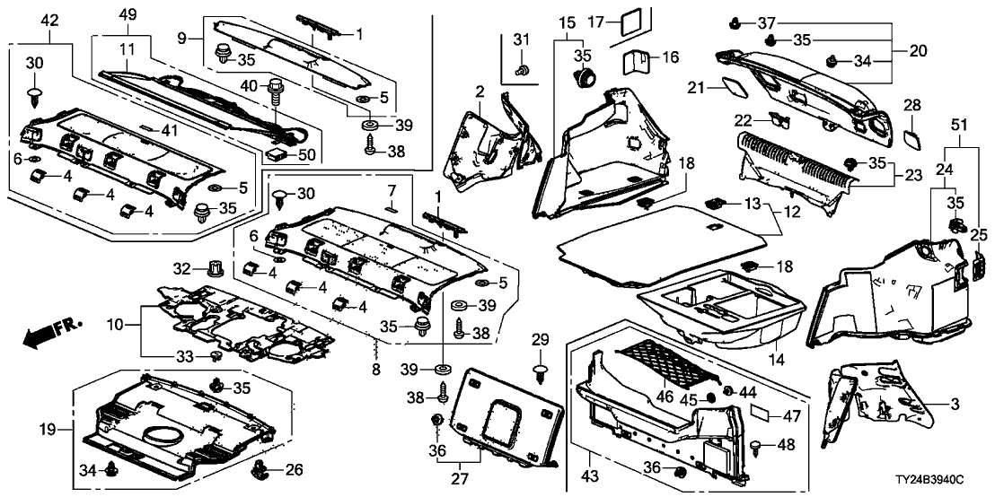 Acura 84602-TY2-A13ZA Lining, Passenger Side Trunk Side (Premium Black)