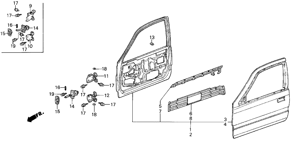 Acura 67221-SD4-300ZZ Stiffener, Right Front Door Skin (Upper)