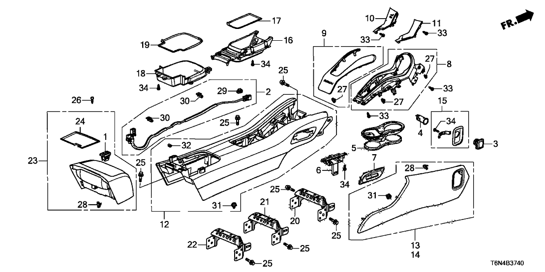 Acura 77956-T6N-A01 Garnish Assembly, Front Console (R)