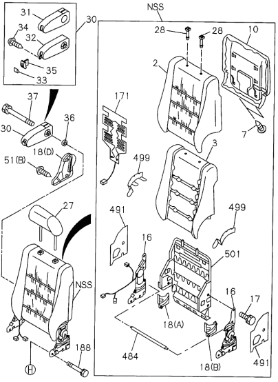 Acura 8-97044-525-0 Frame Assembly, Right Front Armrest