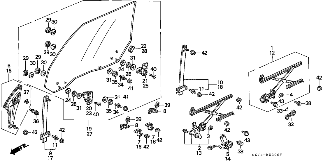 Acura 72248-SK7-013 Guide, Right Front Door Glass (Rear)