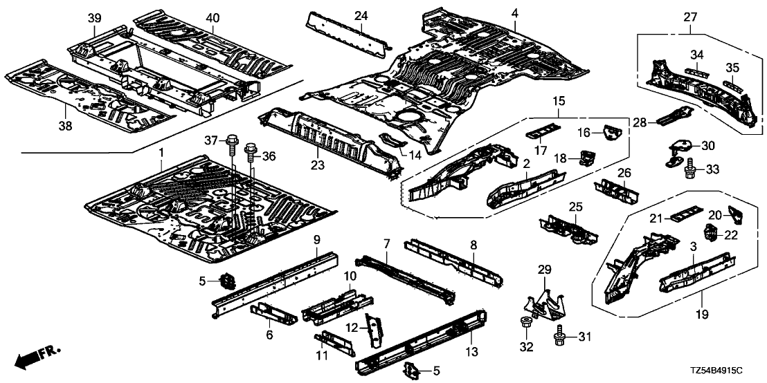 Acura 04655-TZ5-A30ZZ Panel Set, Rear Floor