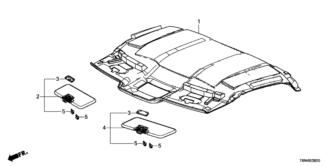 Acura 83200-T6N-A10ZA Lining Assembly, Roof (Deep Black)