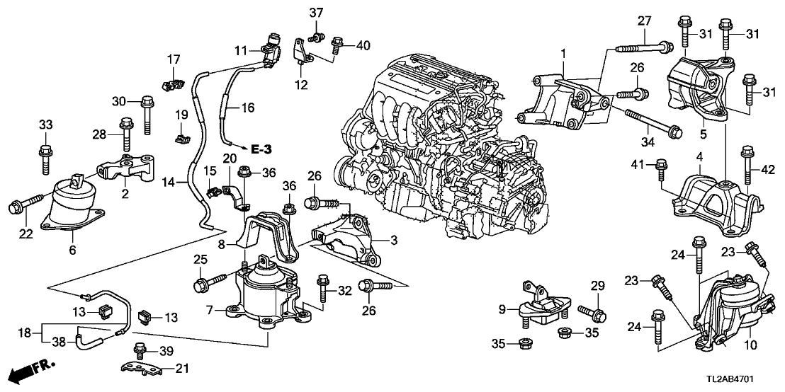 2014 Acura TSX 4 Door TECH KA 5AT Engine Mounts (L4) Diagram