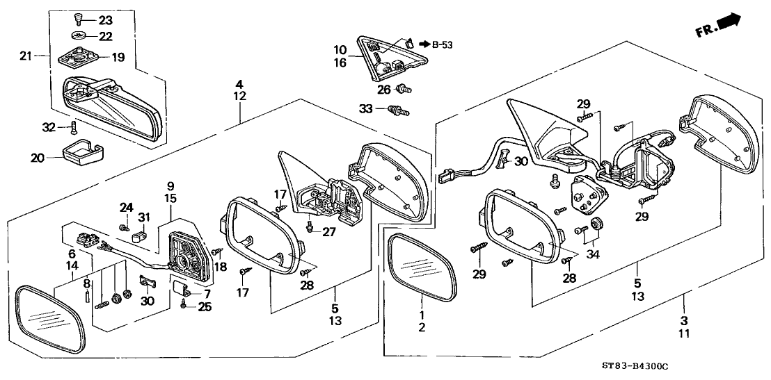 Acura 76213-SW5-A21 Actuator Set, Passenger Side Door Mirror