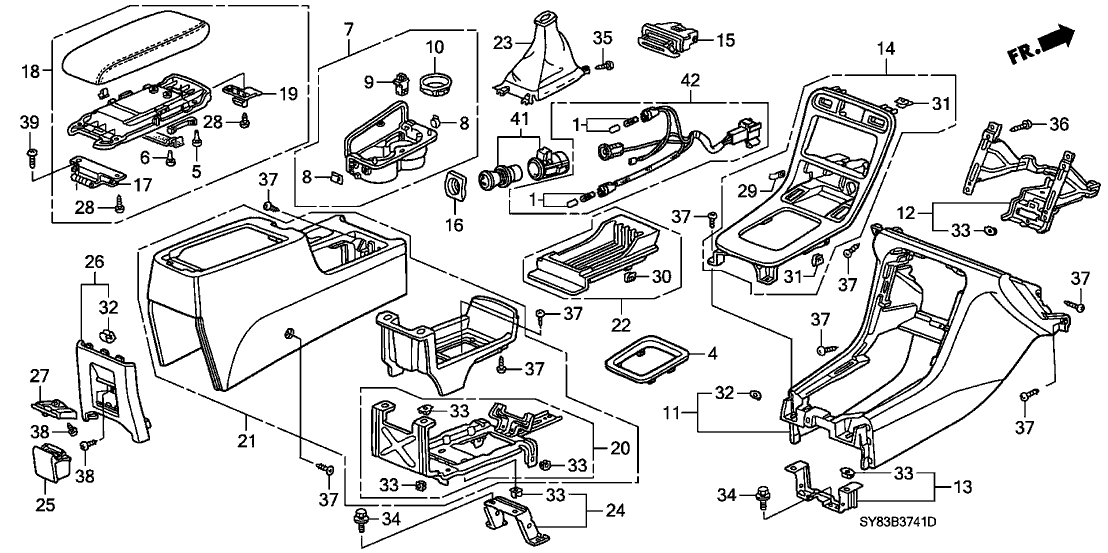 Acura 77291-SV4-A10ZF Front Console (Classy Gray)