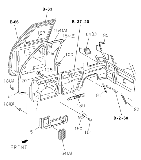 Acura 8-97152-094-1 Pad, Left Front Door Trim (Dark Gray)