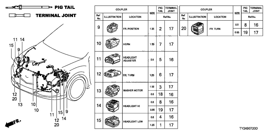 Acura 04321-TY2-306 Waterproof Connector (6P 040F) (5 Pieces)