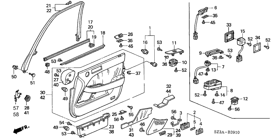 Acura 91651-SZ3-003 Clip A, Sash Garnish (Inner)