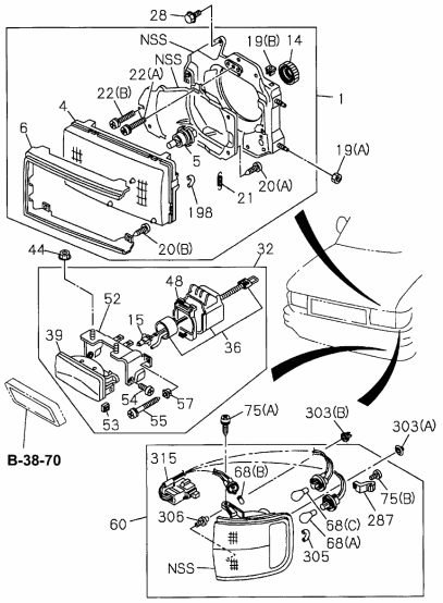 Acura 8-97806-596-0 Wire Harness, Front Combination Light