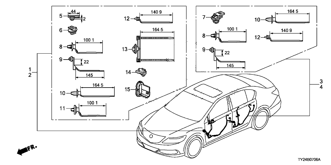 Acura 32753-TY2-A20 Rear Right Door, Wire Ha