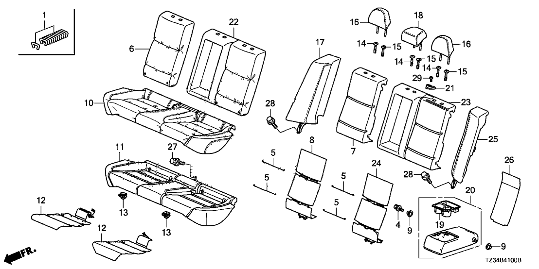 Acura 82165-TZ3-A41ZL Headrest, Rear Center (Type Y) (Leather)