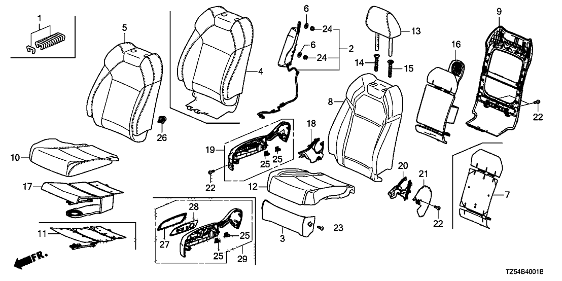 Acura 81121-TZ5-C22ZA Right Front Seat Back Cover (Sandstorm) (Leather)