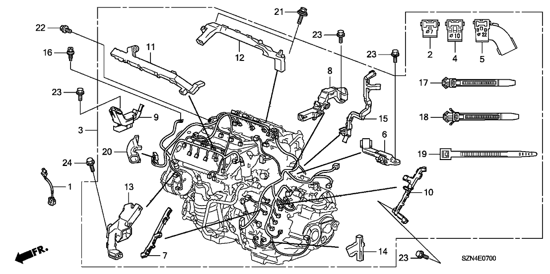 Acura 32134-RP6-A00 Holder H, Engine Harness