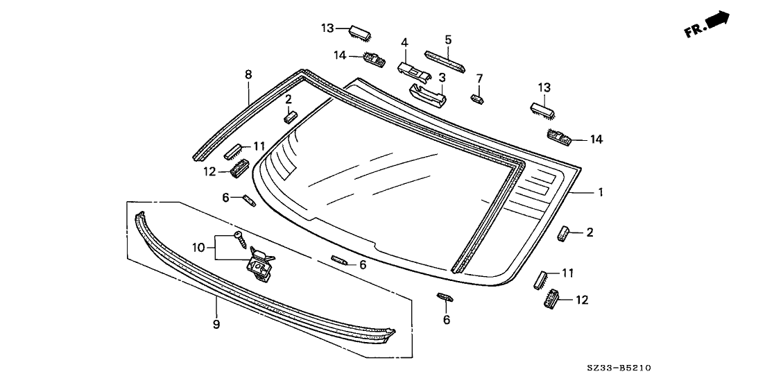 Acura 73250-SZ3-003 Molding Assembly, Rear Windshield (Upper)