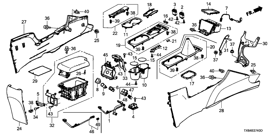 Acura 83401-TX6-A21ZB Lid Assembly, Box (Inner) (Light Jewel Gray) (Acc/Hdmi)