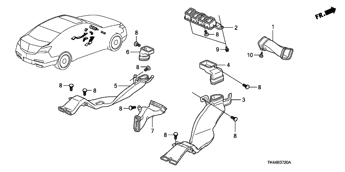 Acura 83380-TK4-A02 Duct, Left Rear Heater