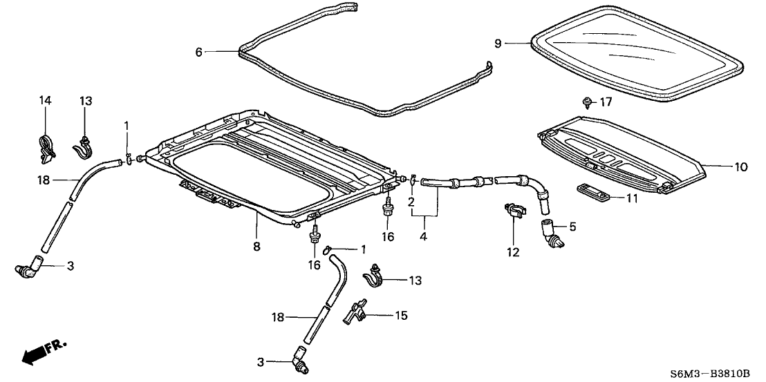 Acura 70200-S6M-A01 Roof Glass Assembly