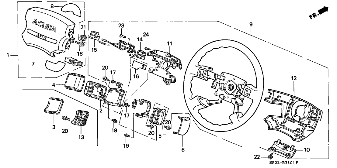 Acura 06770-SP0-A90ZB Inflator Airbag Assembly (Graphite Black) (Morton)