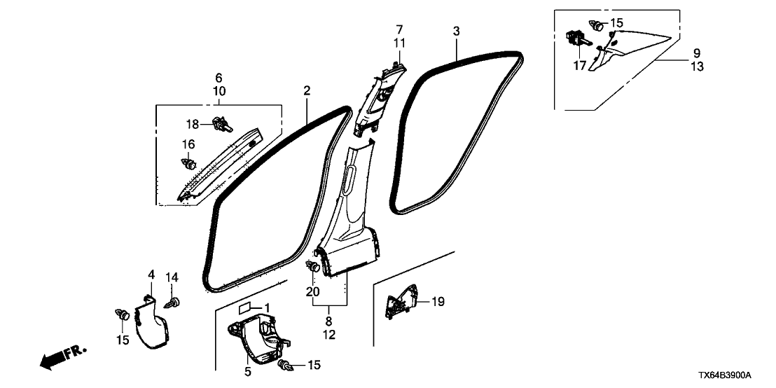 Acura 84122-TR3-A11ZB Cover, Driver Side Center Pillar (Lower) (Premium Black)