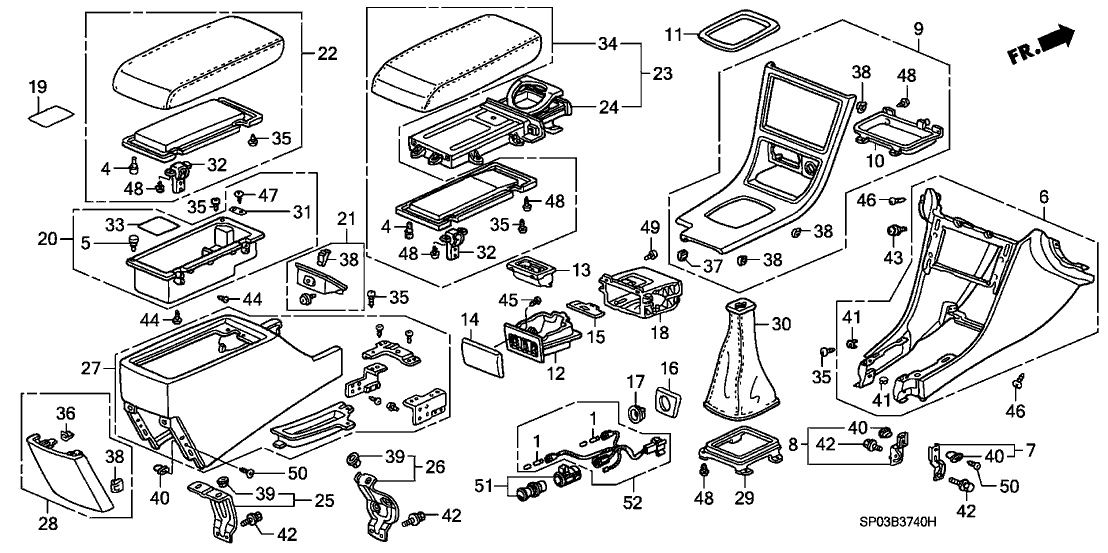 Acura 83411-SP0-A01ZE Lid, Rear Console (Excel Charcoal)