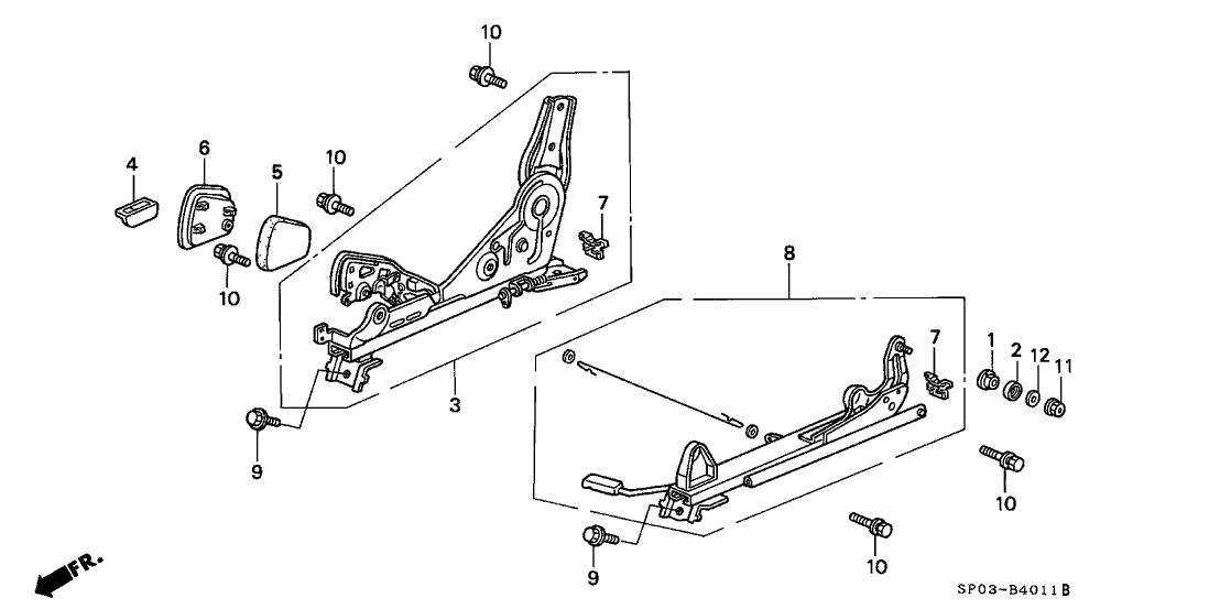 Acura 81150-SP0-A03 Slide, Passenger Side Reclining