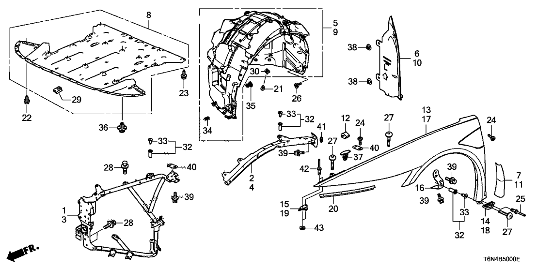 Acura 74081-T6N-A00 Left Front Bulkhead Frame (Upper)