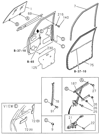 Acura 8-97165-861-1 Passenger Side Door Regulator Assembly