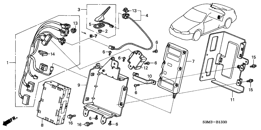 Acura 39511-S3M-A11 Feeder Assembly, Antenna Gps & Telephone