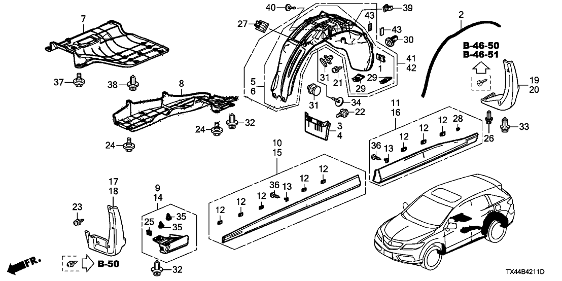 Acura 74542-TX4-H00 Fastener A, Rear Fender (Inner)