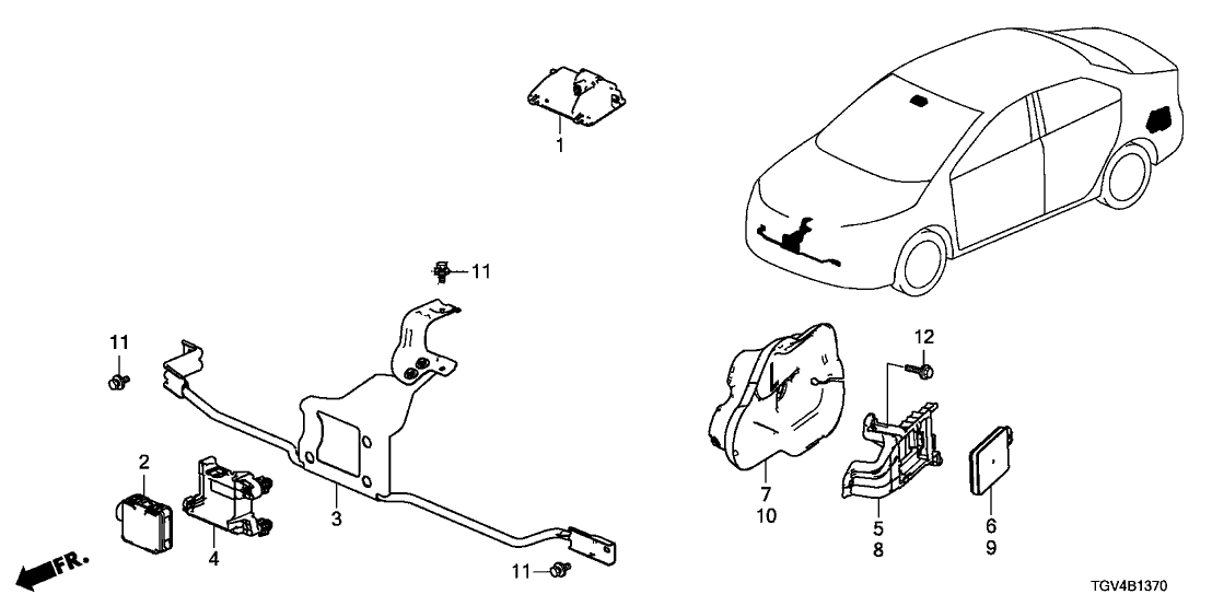 Acura 36937-TGV-A02 Radar Assembly , Passenger Side