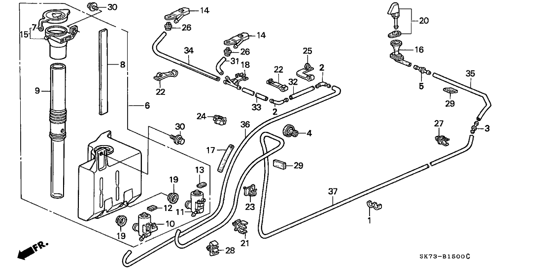 Acura 91566-SK7-003 Clip D, Washer Tube